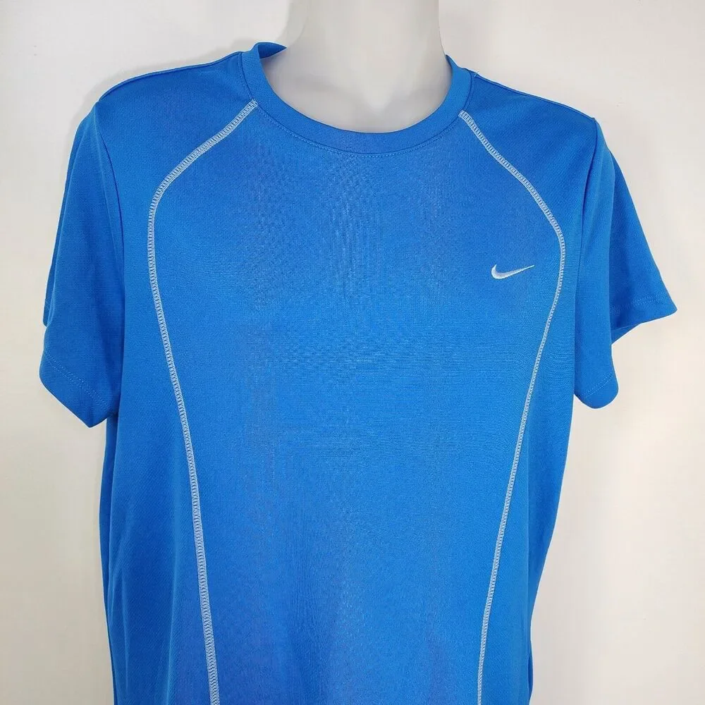 Nike Womens T Shirt Medium Blue Performance Tee Athletic Workout Gym Training
